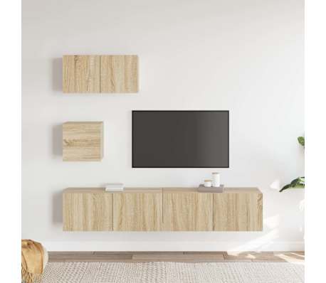 vidaXL 4-osaline telerikappide komplekt, sonoma tamm, tehispuit