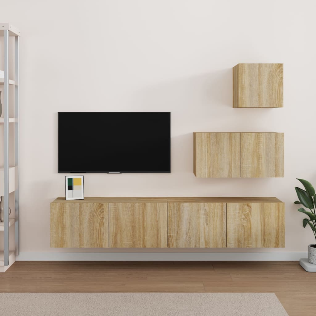 vidaXL Ensemble de meubles TV 4 pcs Chêne sonoma Bois d'ingénierie