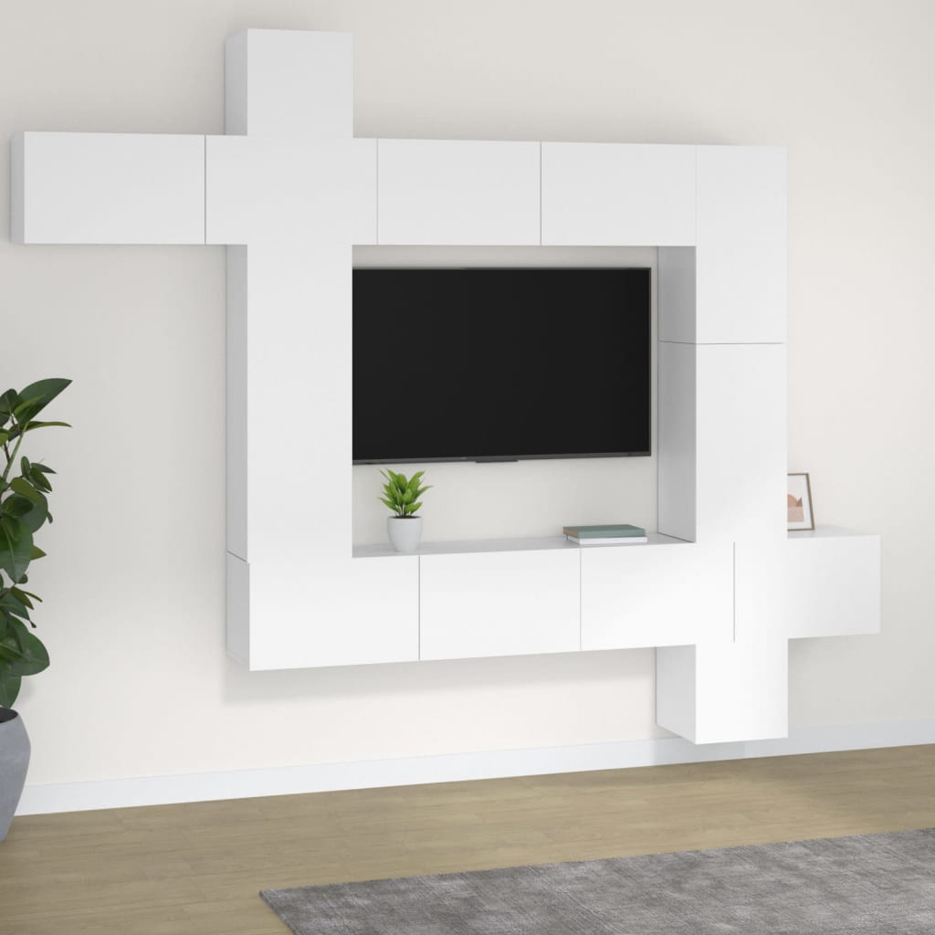 9dílný set TV skříněk bílý kompozitní dřevo