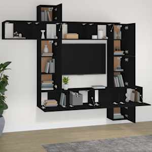 vidaXL 9 Piece TV Cabinet Set Black Engineered Wood