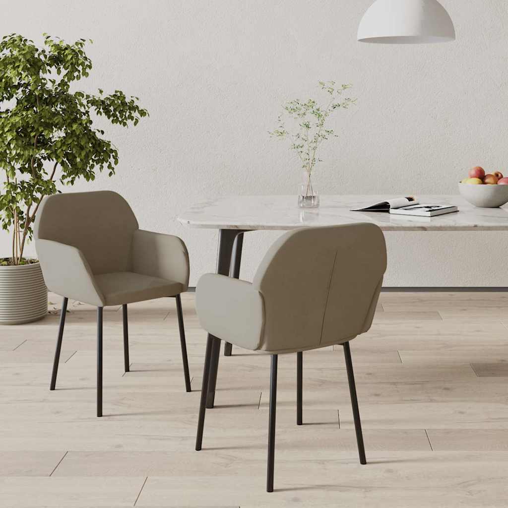vidaXL Krzes�a sto�owe, 2 szt., jasnoszare, aksamitne