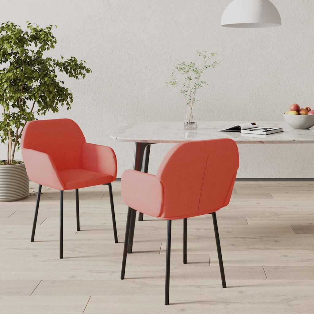 vidaXL Krzes�a sto�owe, 2 szt., r�owe, obite aksamitem