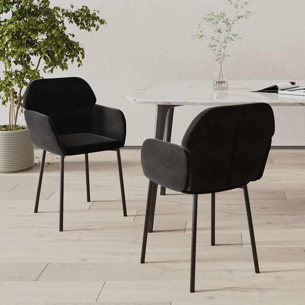 vidaXL Krzes�a sto�owe, 2 szt., czarne, obite aksamitem