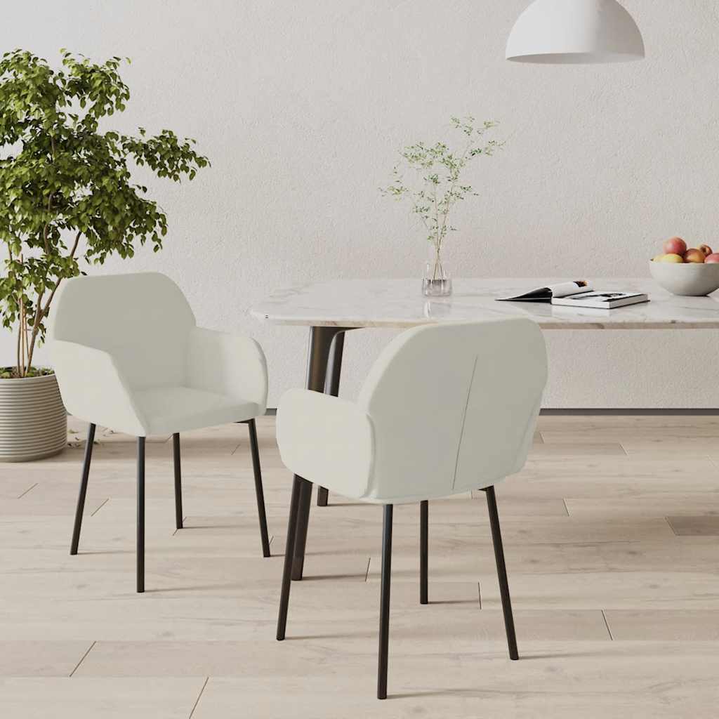 vidaXL Krzesła stołowe, 2 szt., kremowe, obite aksamitem