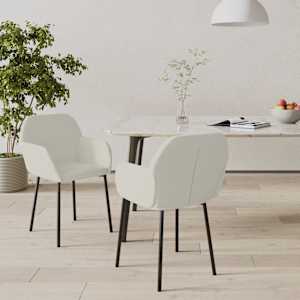 Jedilni stoli 2 kosa krem žamet