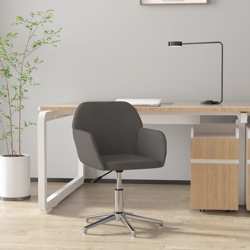 vidaXL Chaise pivotante de bureau Gris foncé Tissu