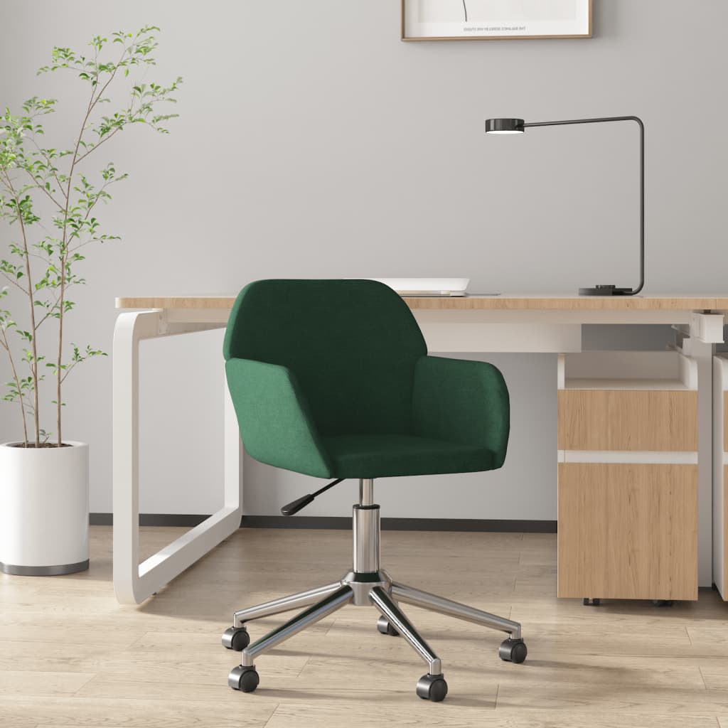 vidaXL Scaun de birou pivotant, verde închis, textil