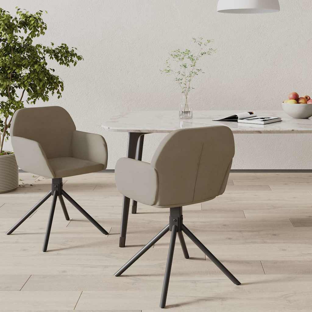 vidaXL Obrotowe krzes�a sto�owe, 2 szt., jasnoszare, aksamitne