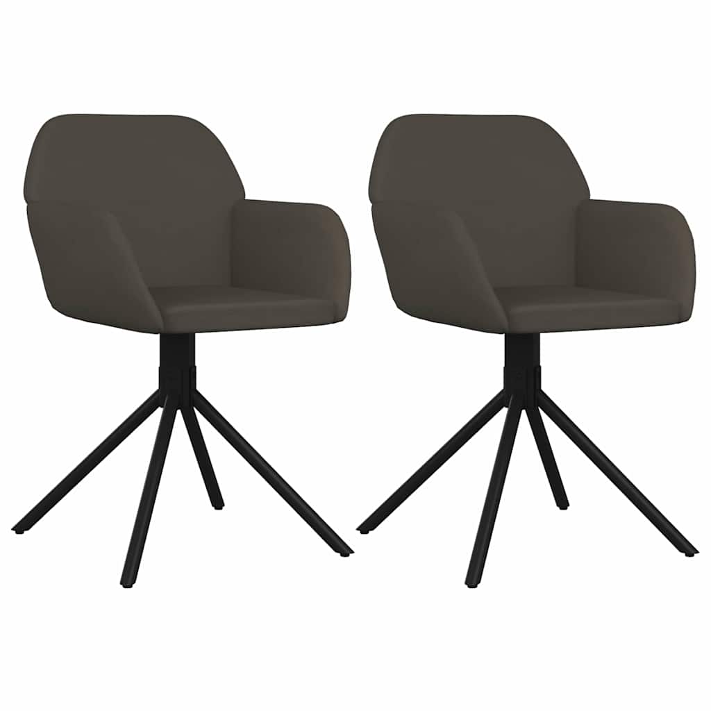 vidaXL Scaune de bucătărie pivotante, 2 buc, gri închis, catifea