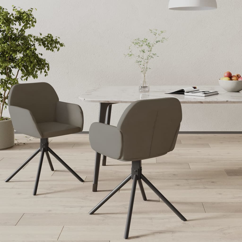 vidaXL Chaises pivotantes de salle à manger 2 pcs Gris foncé Velours