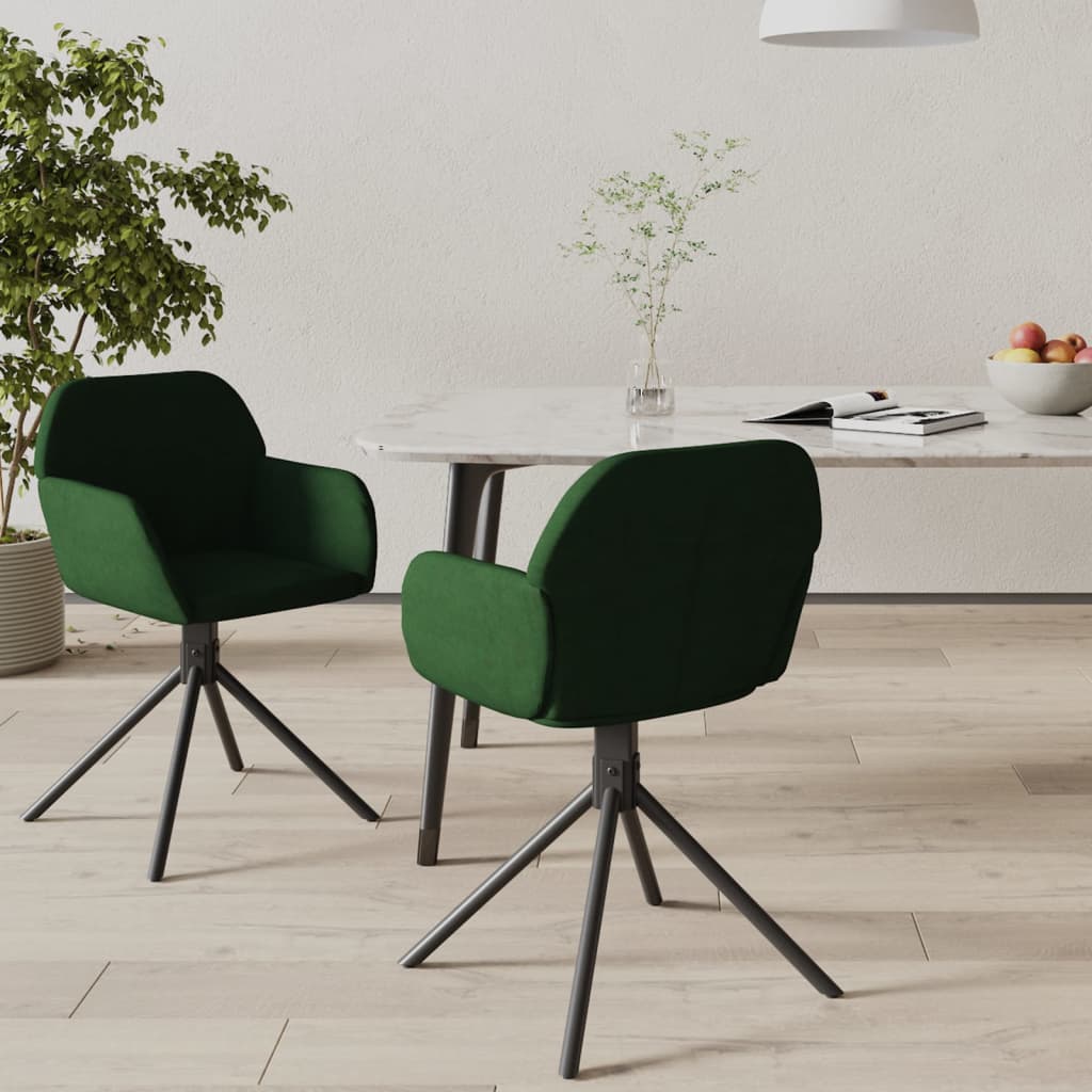 Otočné jídelní židle 2 ks tmavě zelené samet