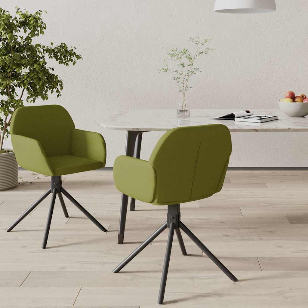 vidaXL Obrotowe krzes�a sto�owe, 2 szt., jasnozielone, aksamitne