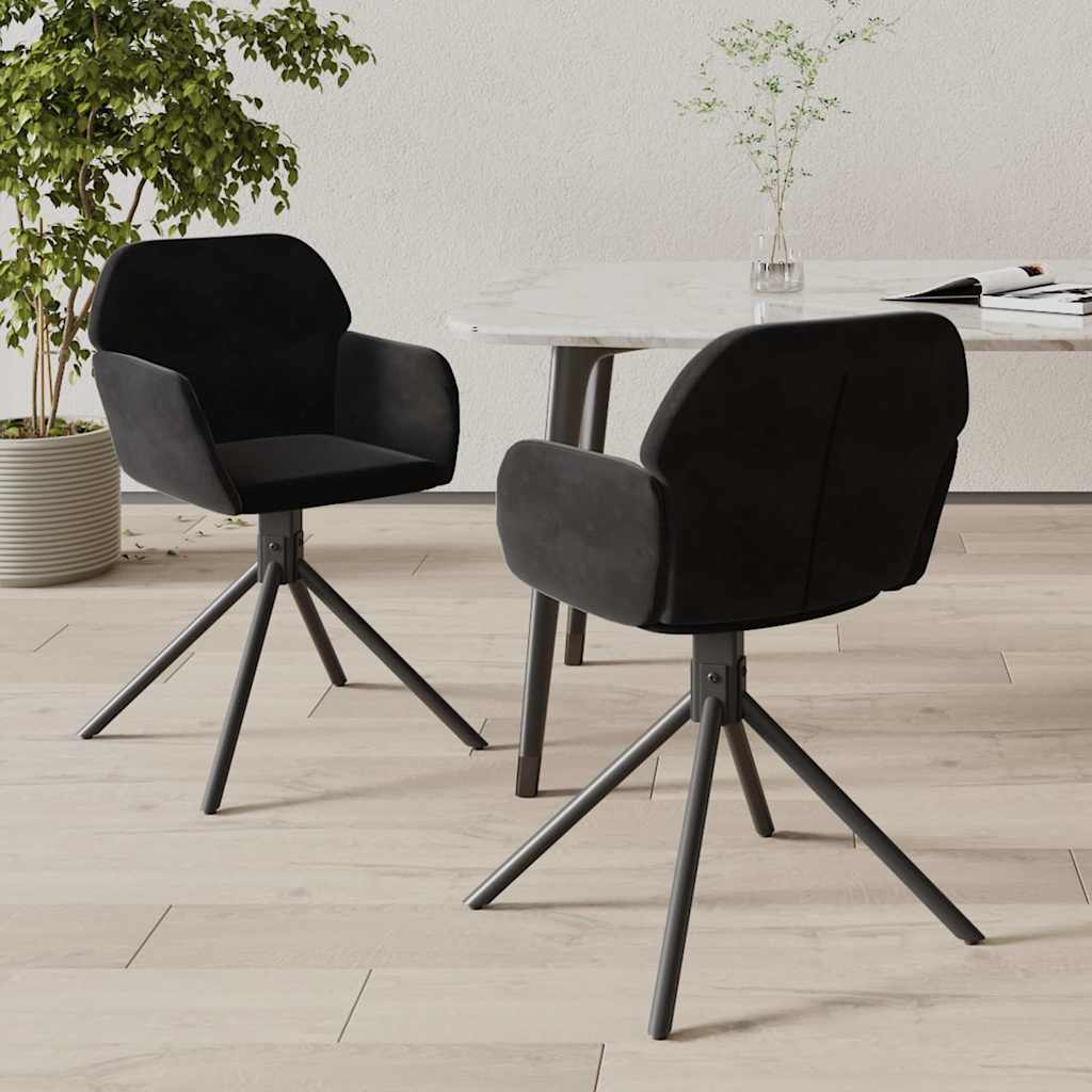 vidaXL Obrotowe krzes�a sto�owe, 2 szt., czarne, aksamitne
