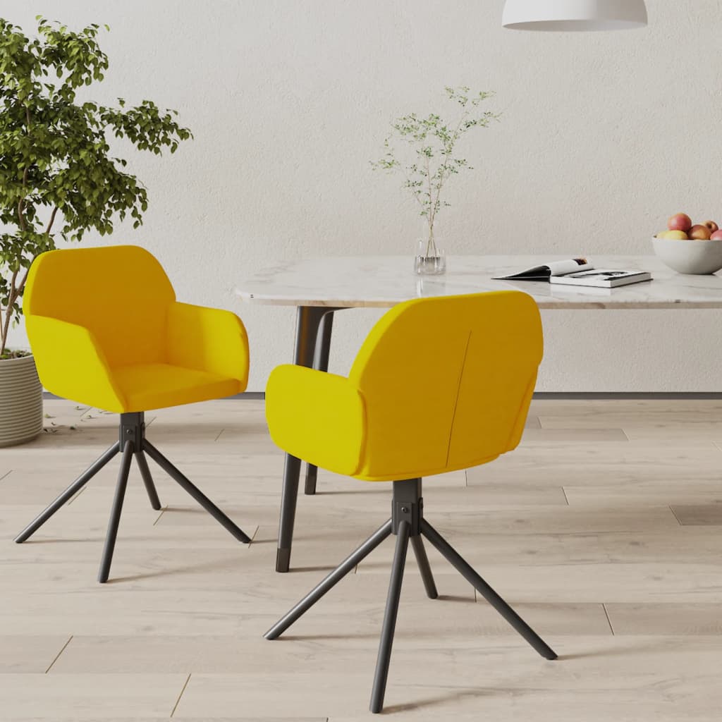 vidaXL Chaises pivotantes à manger lot de 2 jaune velours