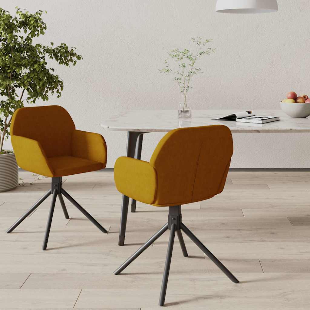 vidaXL Obrotowe krzes�a sto�owe, 2 szt., br�zowe, aksamitne