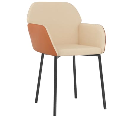 vidaXL Esszimmerst&uuml;hle 2 Stk. Creme Stoff und Kunstleder