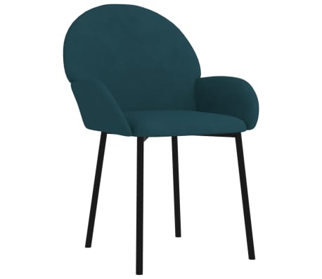 vidaXL borðstofustólar 2 stk. Bláir Flauel