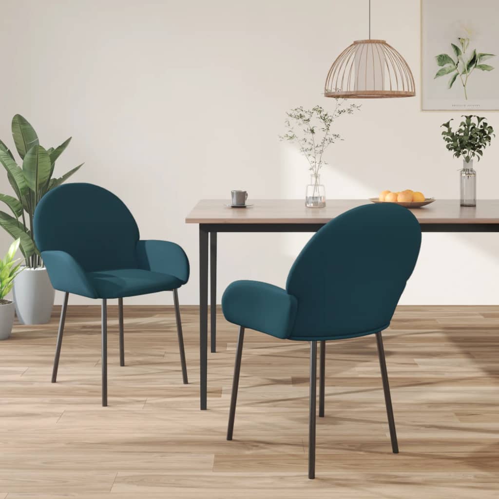 vidaXL Chaises de salle à manger 2 pcs Bleu Velours