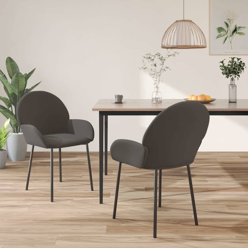 vidaXL krzes�a sto�owe, 2 szt., ciemnoszare, aksamitne