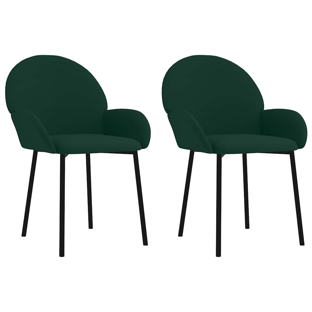 VidaXL Eetkamerstoelen 2 St Fluweel Donkergroen