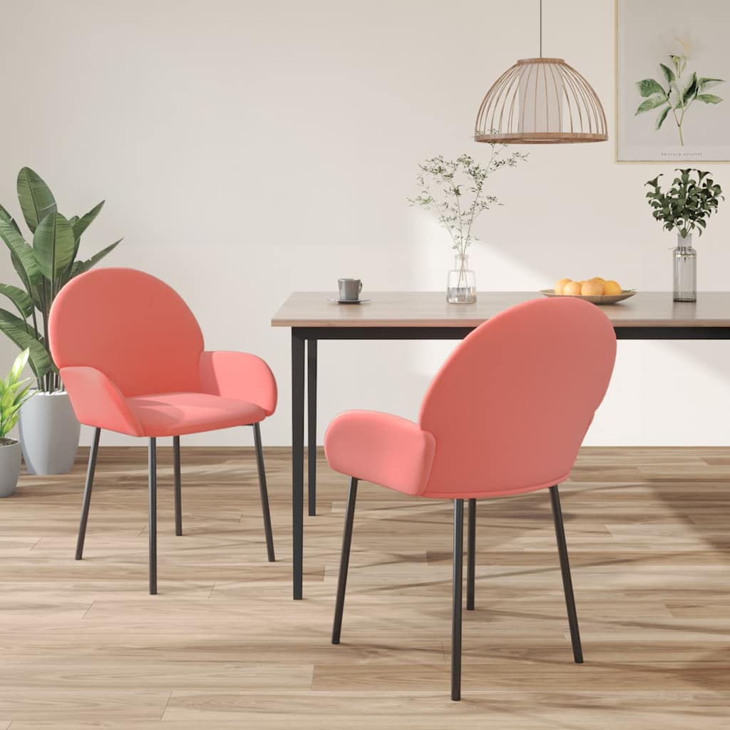 vidaXL Krzes�a sto�owe, 2 szt., r�owe, obite aksamitem