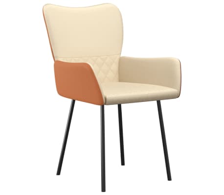 vidaXL Krzesła stołowe, 2 szt., kremowe, tkanina i sztuczna skóra