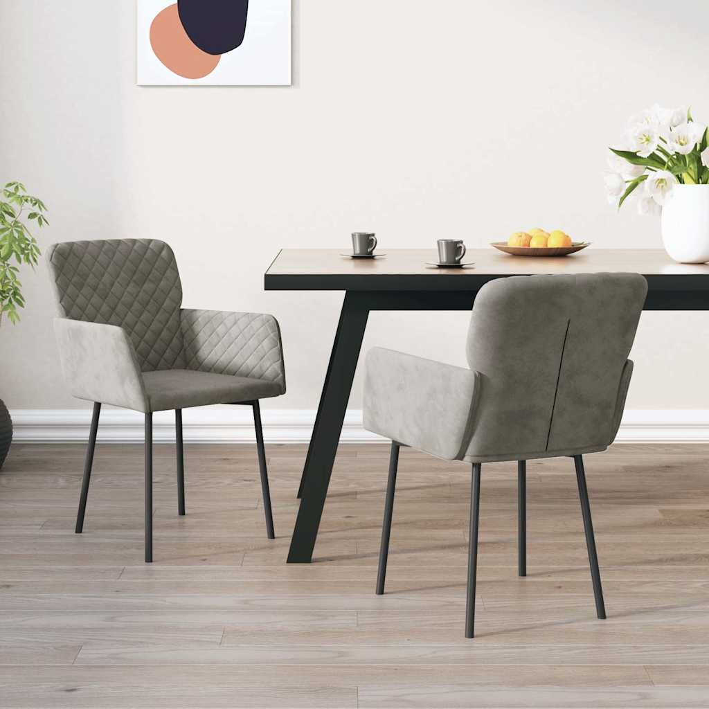 vidaXL Krzes�a sto�owe, 2 szt., jasnoszare, aksamitne