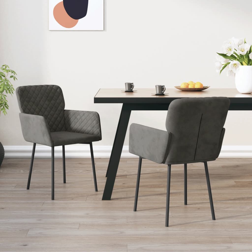 vidaXL Chaises de salle à manger 2 pcs Gris foncé Velours