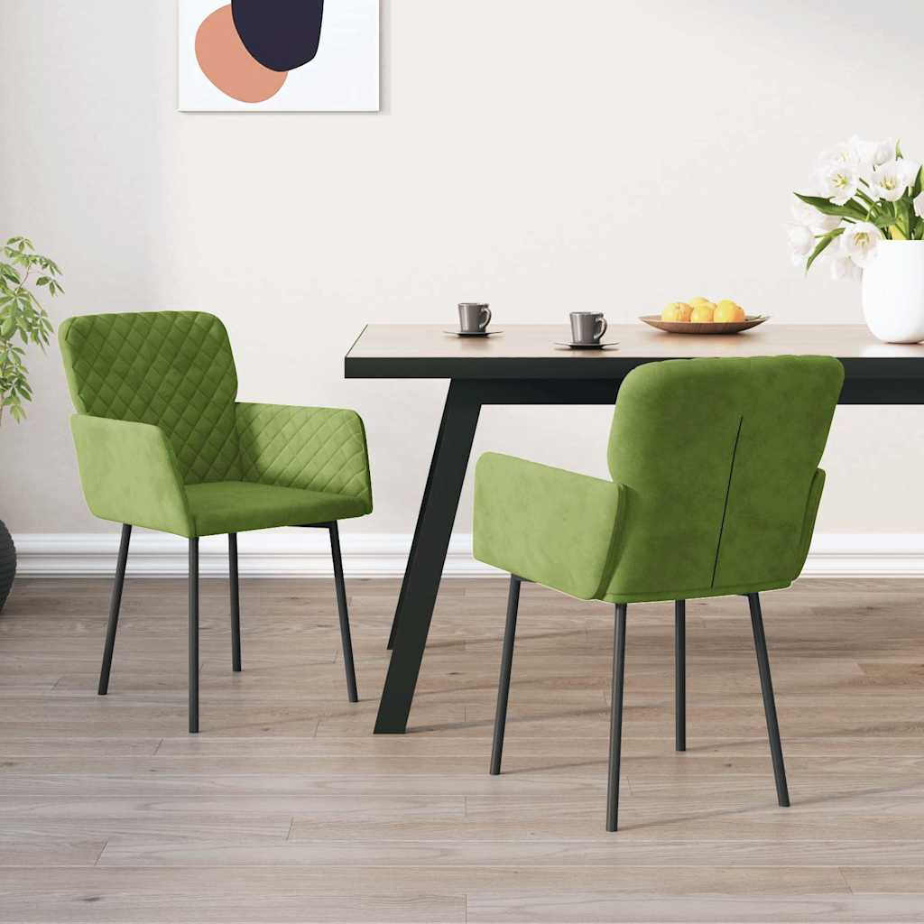 vidaXL Krzes�a sto�owe, 2 szt., jasnozielone, aksamitne