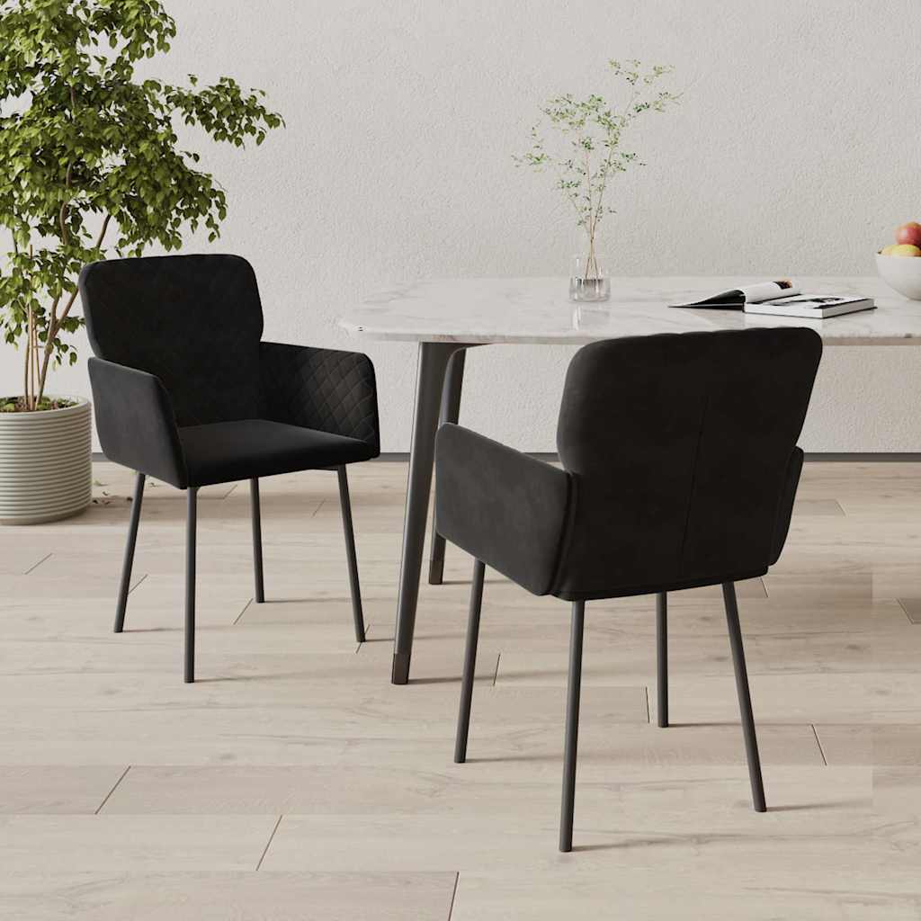 vidaXL Krzes�a sto�owe, 2 szt., czarne, obite aksamitem