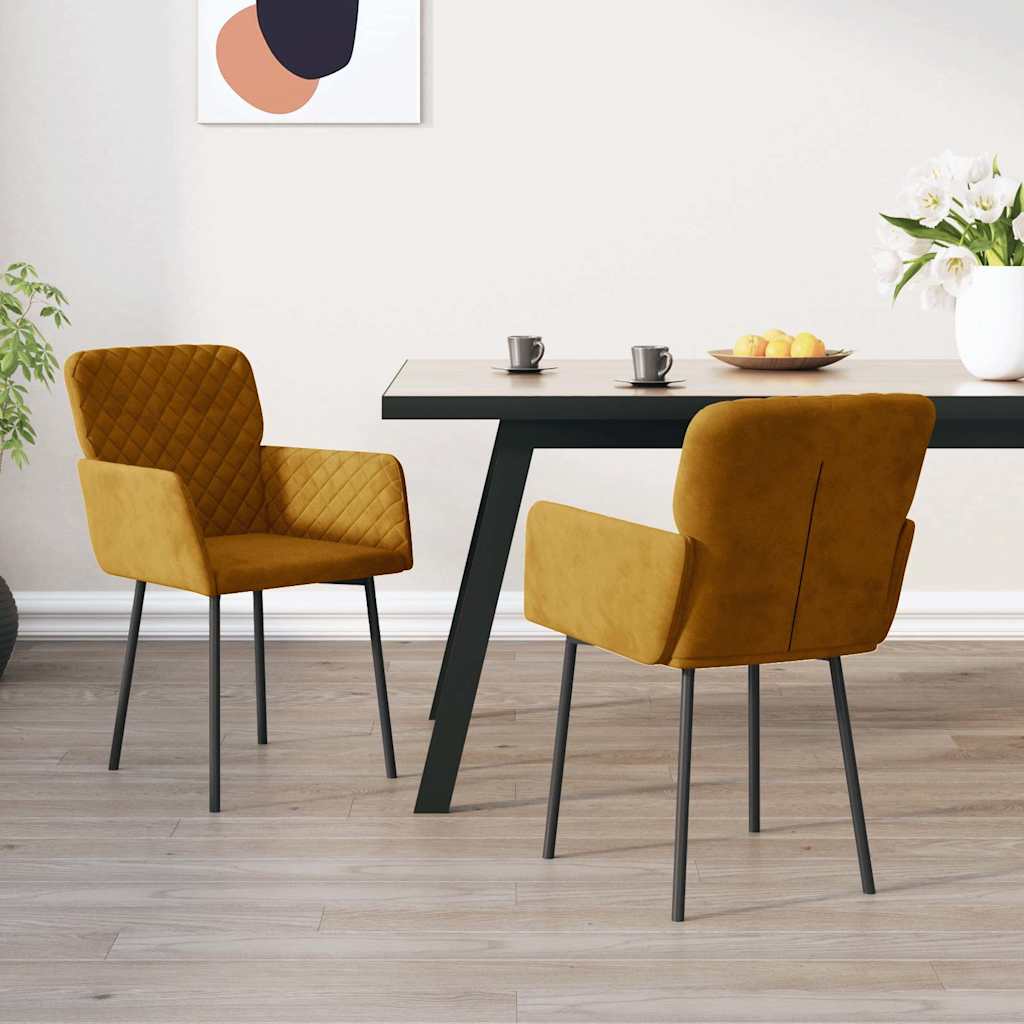 vidaXL Krzes�a sto�owe, 2 szt., br�zowe, obite aksamitem
