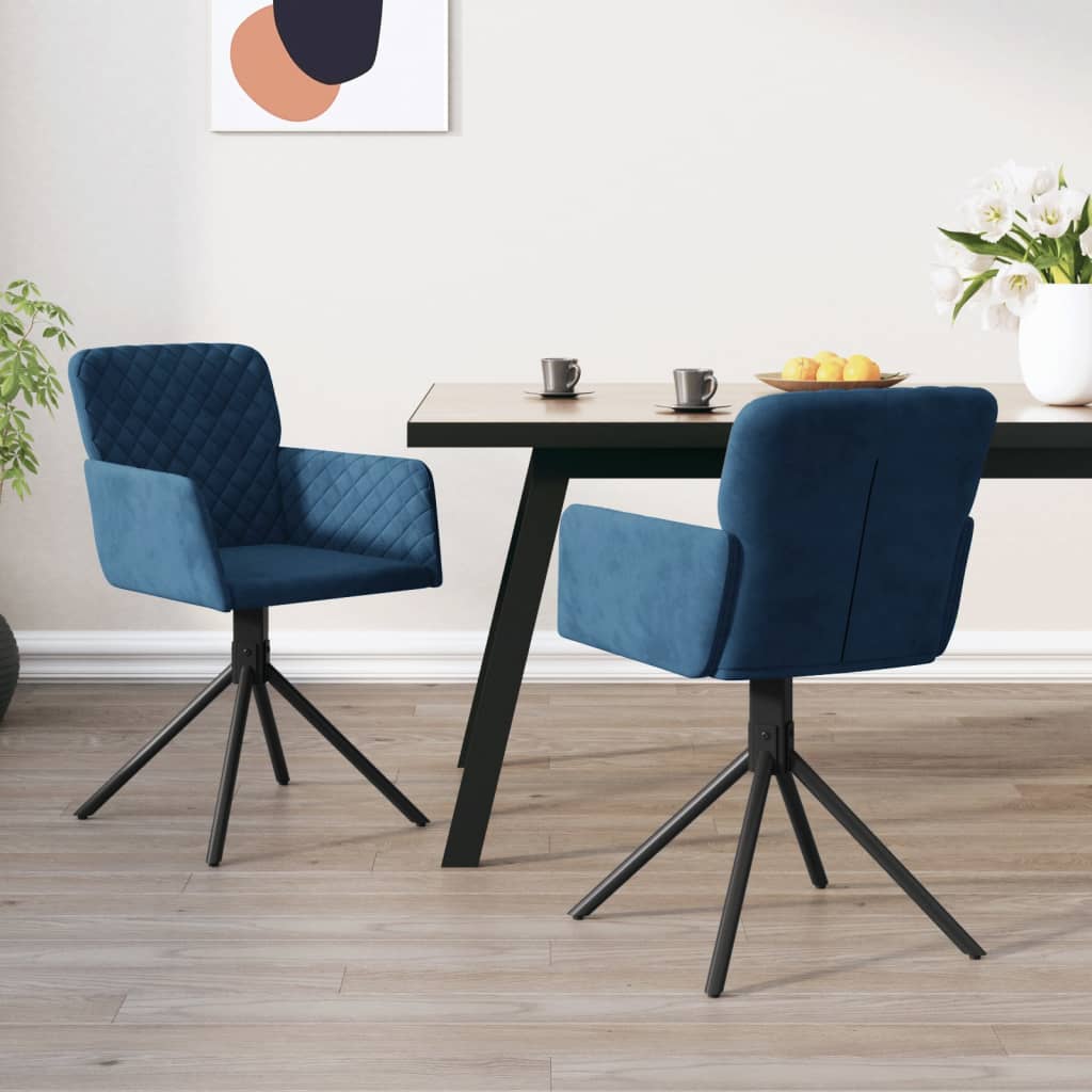 Otočné jídelní židle 2 ks modré samet