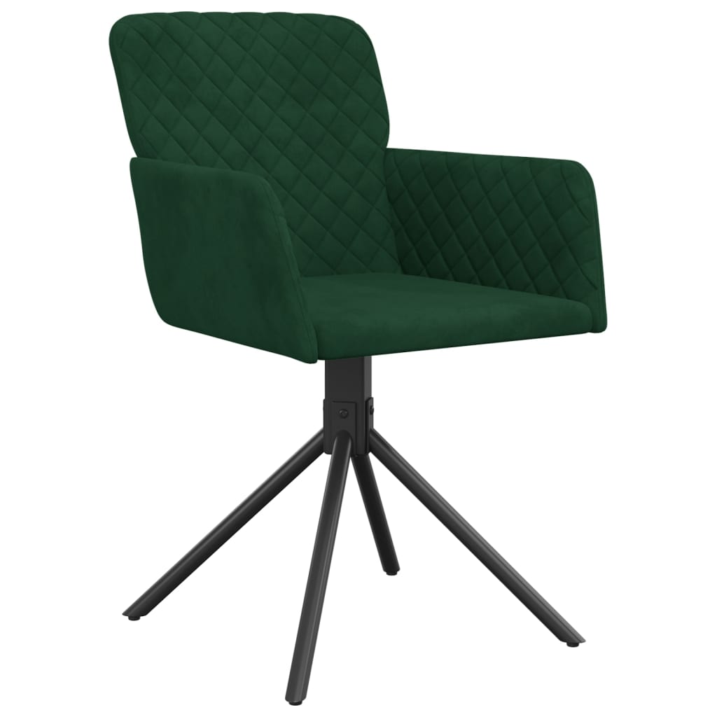 vidaXL Eetkamerstoelen draaibaar 2 st fluweel donkergroen afbeelding