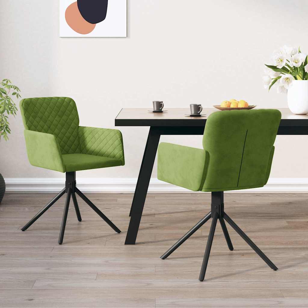 vidaXL Obrotowe krzes�a sto�owe, 2 szt., jasnozielone, aksamitne