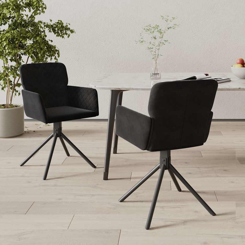 vidaXL Obrotowe krzes�a sto�owe, 2 szt., czarne, aksamitne