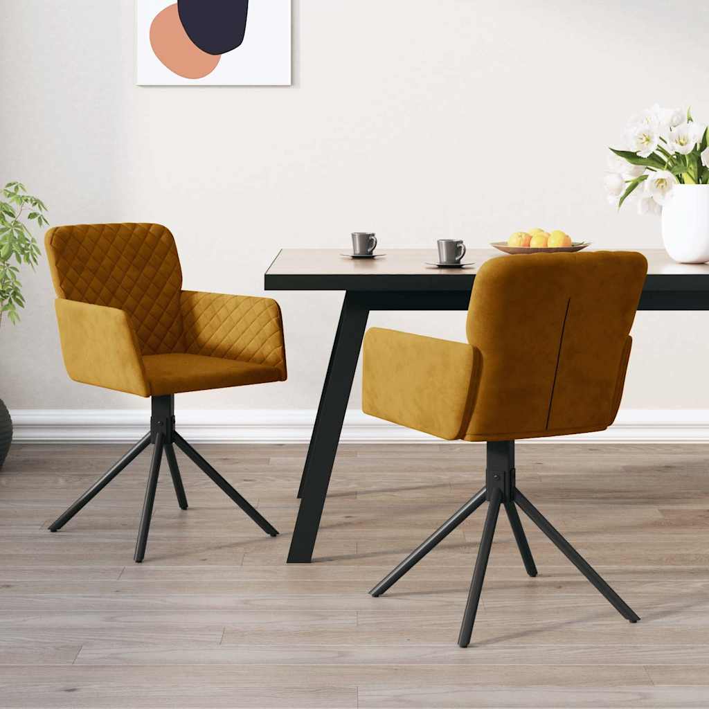 vidaXL Obrotowe krzes�a sto�owe, 2 szt., br�zowe, aksamitne
