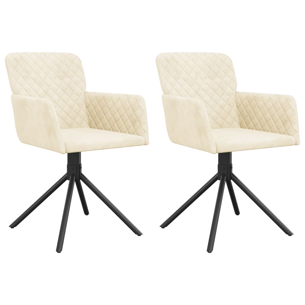 Image of vidaXL Swivel Dining Chairs 2 pcs Cream Velvet