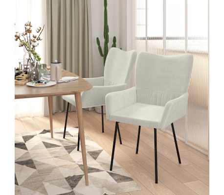 vidaXL Chaises &agrave; manger lot de 2 Cr&egrave;me Velours