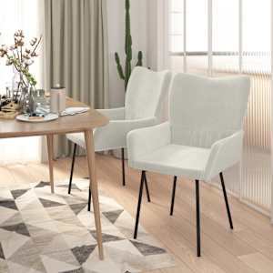 vidaXL Chaises &agrave; manger lot de 2 Cr&egrave;me Velours