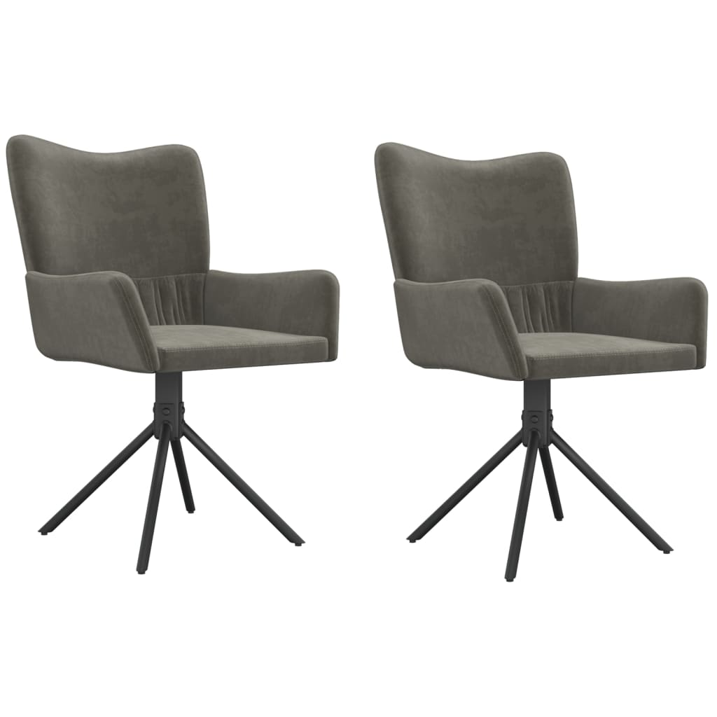 vidaXL Swivel Dining Chairs 2 pcs Dark Gray Velvet-image-8720287109181