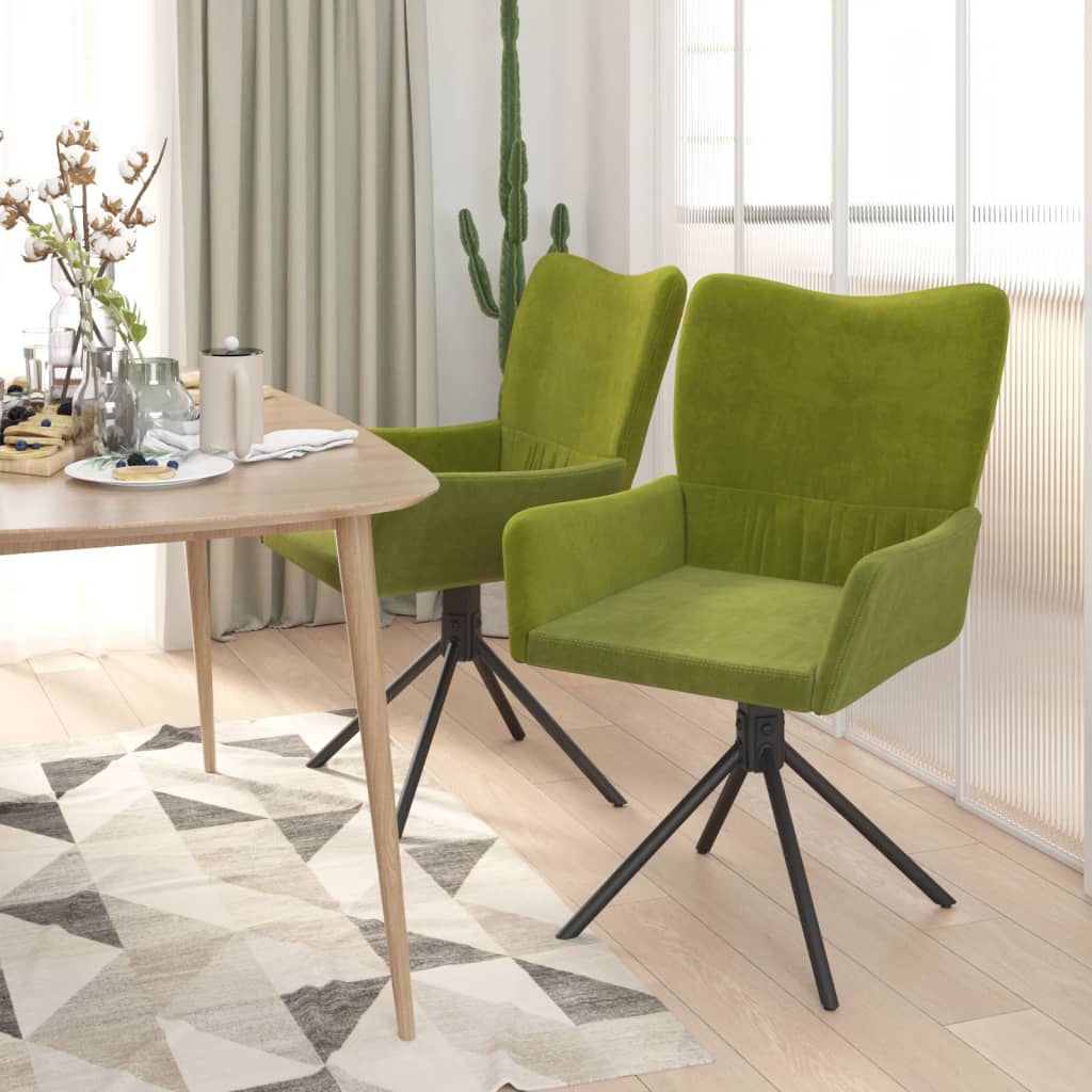 vidaXL Chaises pivotantes à manger lot de 2 Vert clair Velours