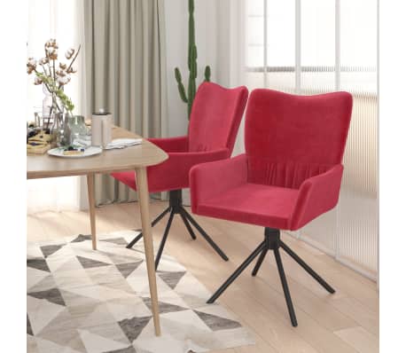 vidaXL Sillas de comedor giratorias 2 unidades terciopelo rojo tinto