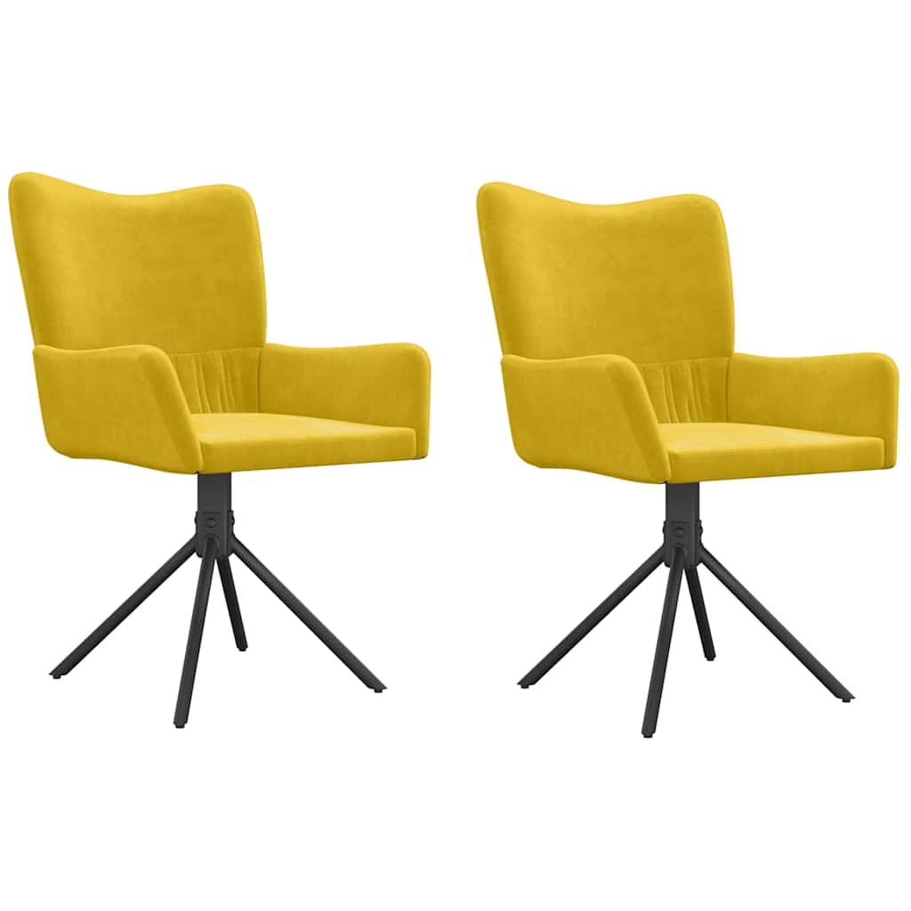 vidaXL pööratavad söögitoolid 2 tk, kollane, samet-image-344816