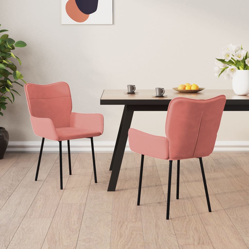 vidaXL Chaises de salle à manger 2 pcs Rose Velours