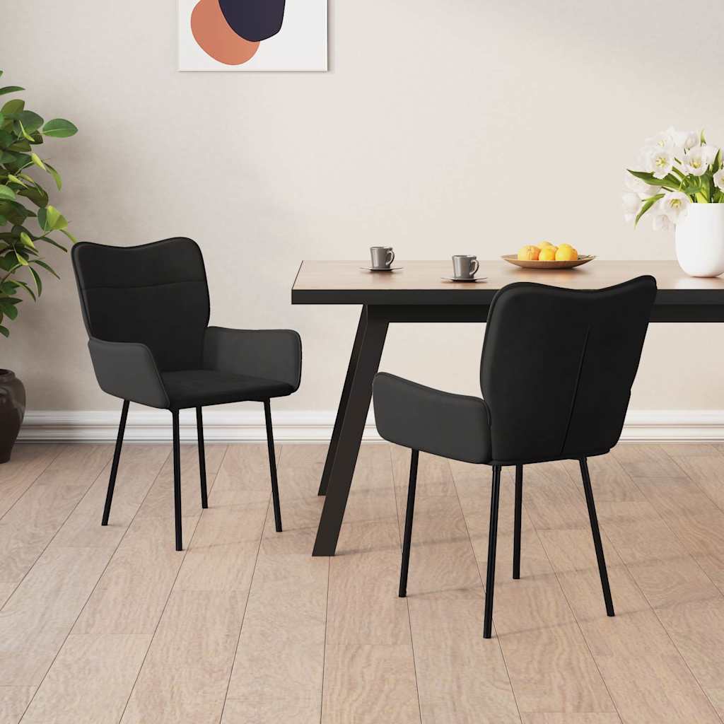 vidaXL Krzes�a sto�owe, 2 szt., czarne, obite aksamitem