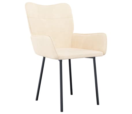 vidaXL Chaises &agrave; manger lot de 2 Cr&egrave;me Velours