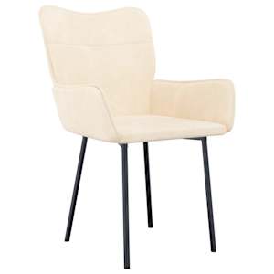 vidaXL Chaises &agrave; manger lot de 2 Cr&egrave;me Velours