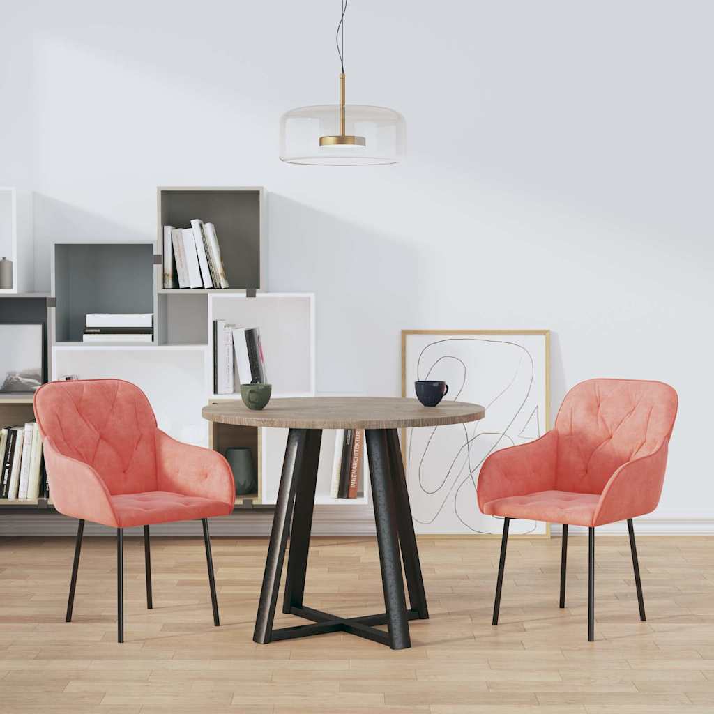 vidaXL Krzes�a sto�owe, 2 szt., r�owe, obite aksamitem