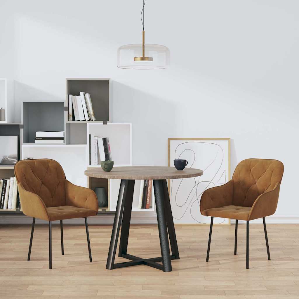 vidaXL Krzes�a sto�owe, 2 szt., br�zowe, obite aksamitem