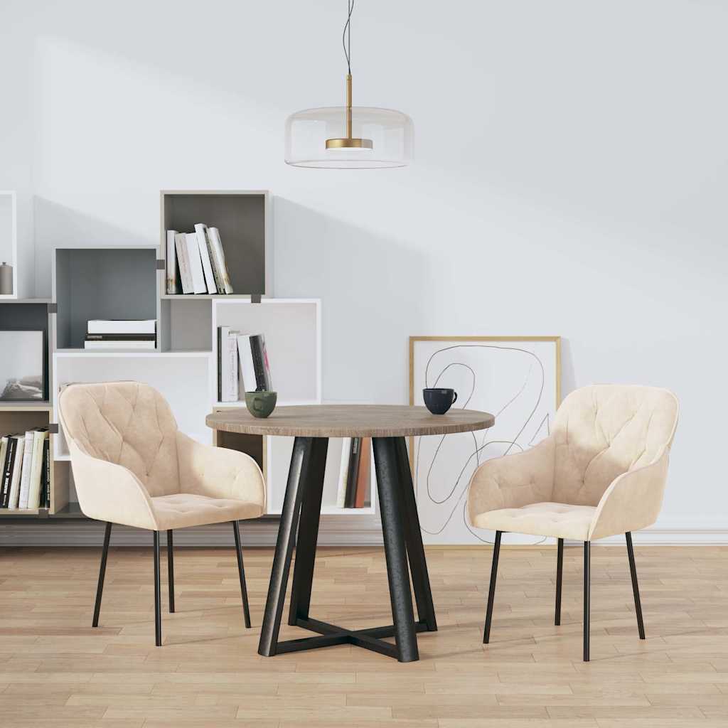 vidaXL Krzes�a sto�owe, 2 szt., kremowe, obite aksamitem